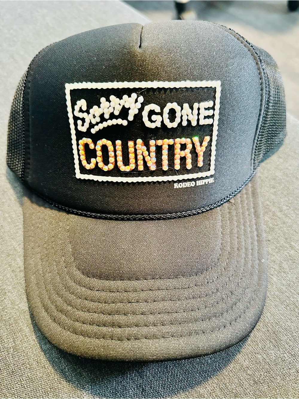Women's Black 'Gone Country' Embellished Trucker Hat